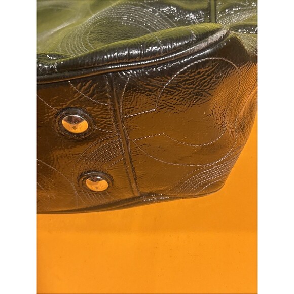 Coach Poppy Op Art C Patent Leather Baby Diaper Bag Bear Tag Super Size X-large - Picture 9 of 10